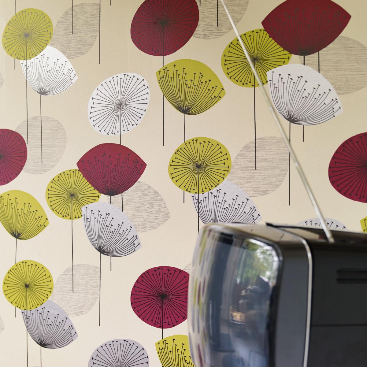 Dandelion Clocks Wallpaper 102 by Sanderson in Blackcurrant Purple&nbsp;Roll – image 3