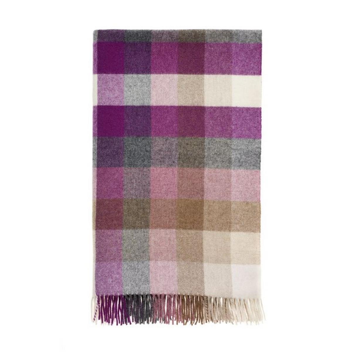 Preston Check Merino Lambs Wool Throw by LuxeTapi in Clover Purple&nbsp;140x185cm – image 2