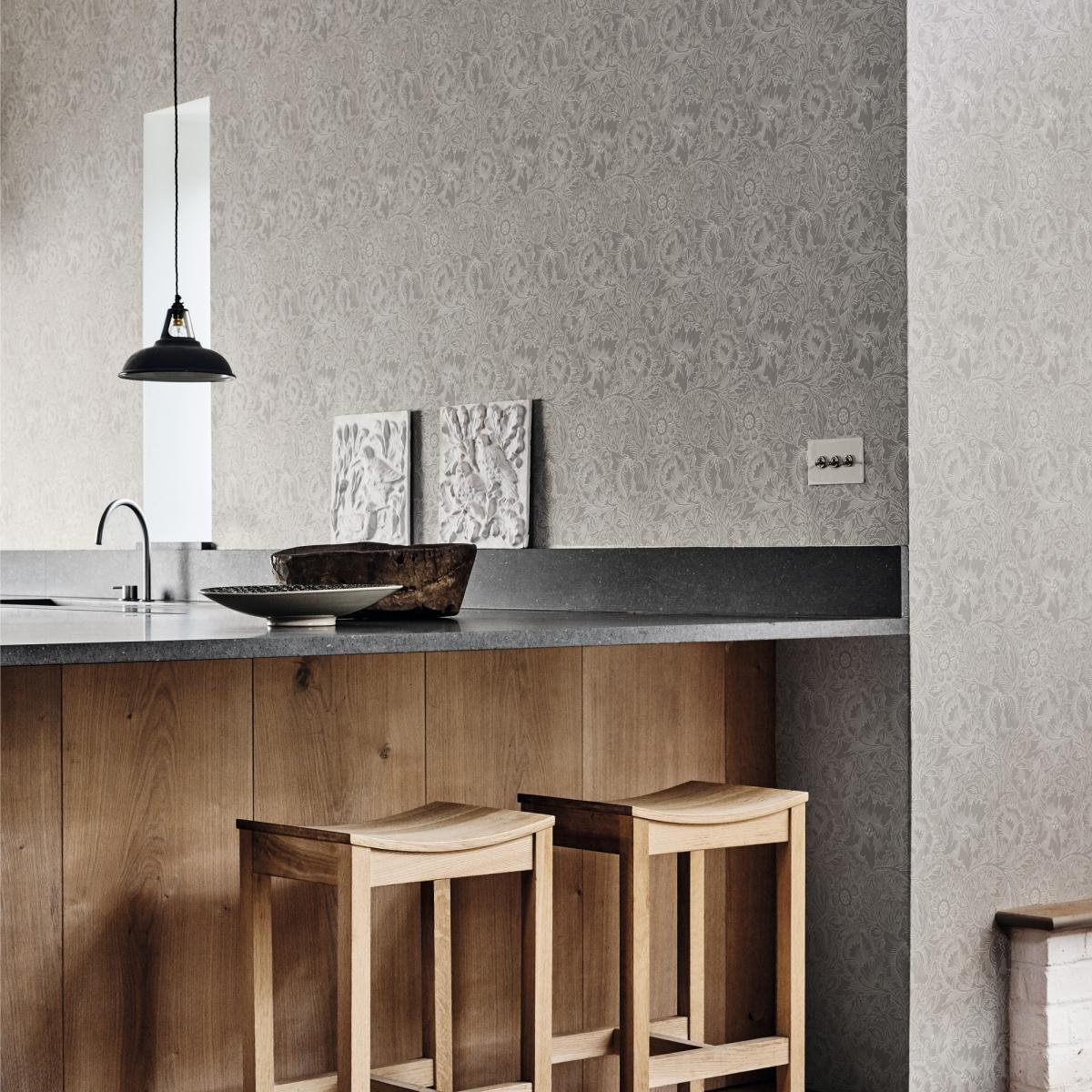 Pure Poppy Wallpaper 216032 by Morris & Co in Dove Chalk White Roll – image 2