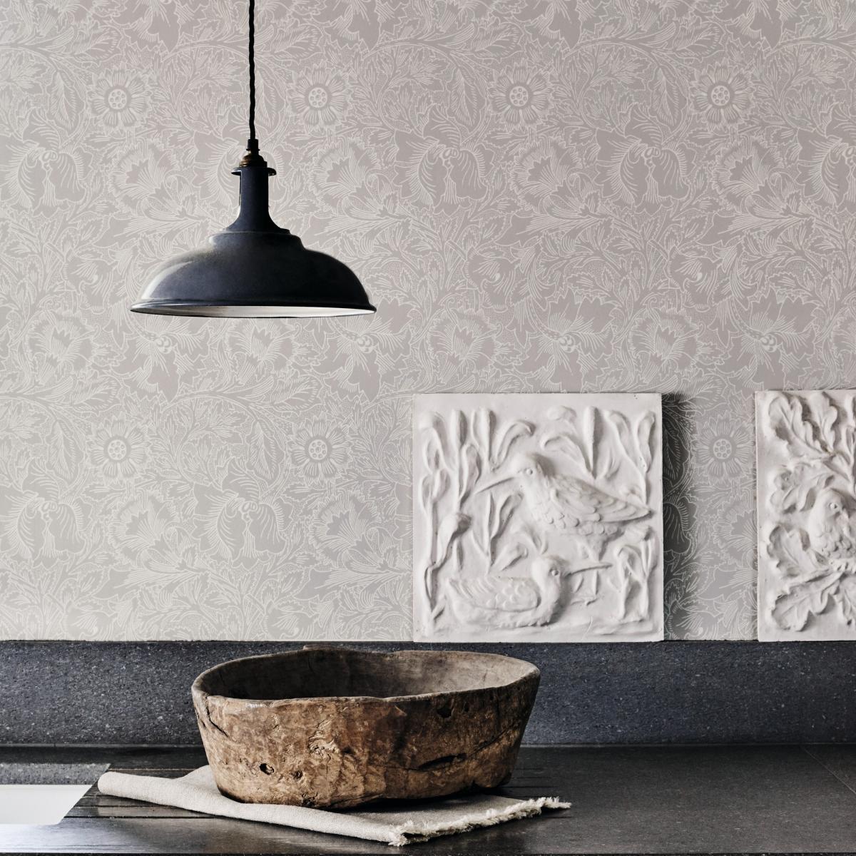 Pure Poppy Wallpaper 216032 by Morris & Co in Dove Chalk White Roll – image 1