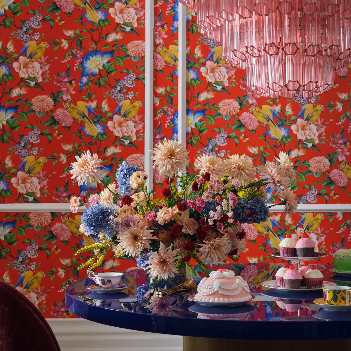 Golden Parrot Wallpaper W0130 01 by Wedgwood in Coral&nbsp;Roll – image 2