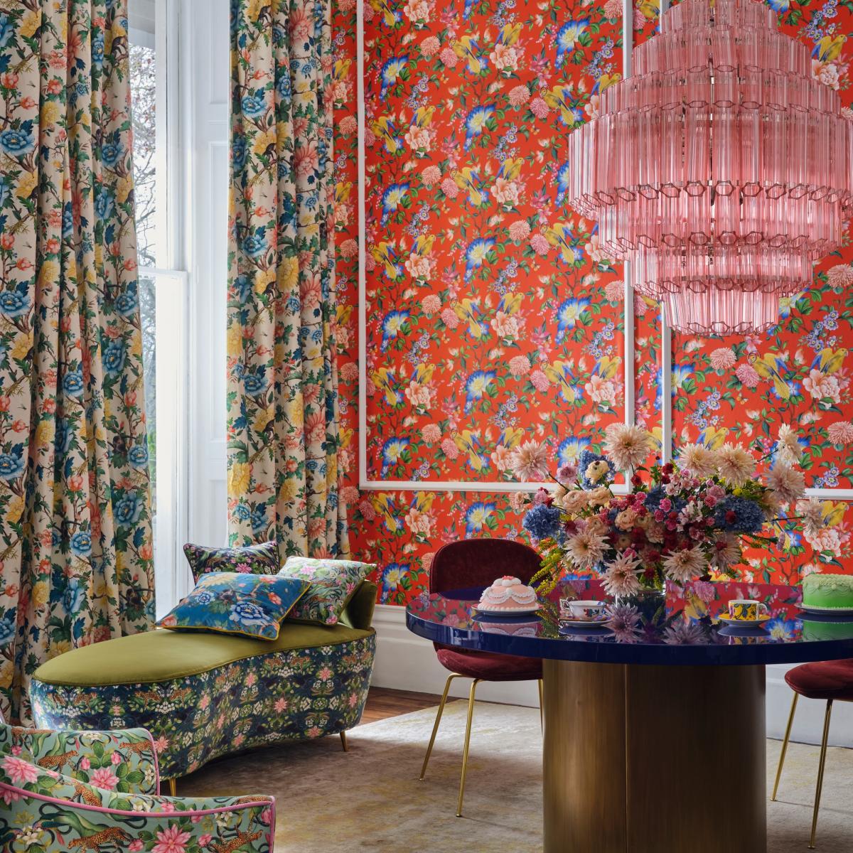 Golden Parrot Wallpaper W0130 01 by Wedgwood in Coral&nbsp;Roll – image 3