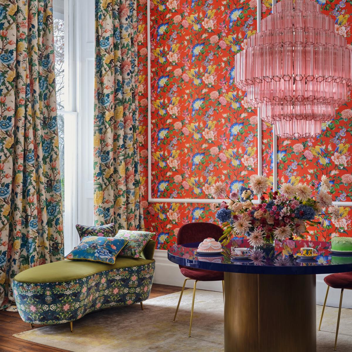 Golden Parrot Wallpaper W0130 01 by Wedgwood in Coral&nbsp;Roll – image 4