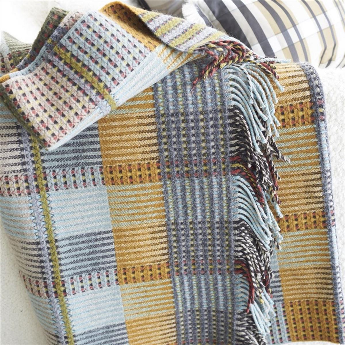 Tasara Ochre Tartan Woven Throw in Brown by Designers Guild130x180cm – image 2