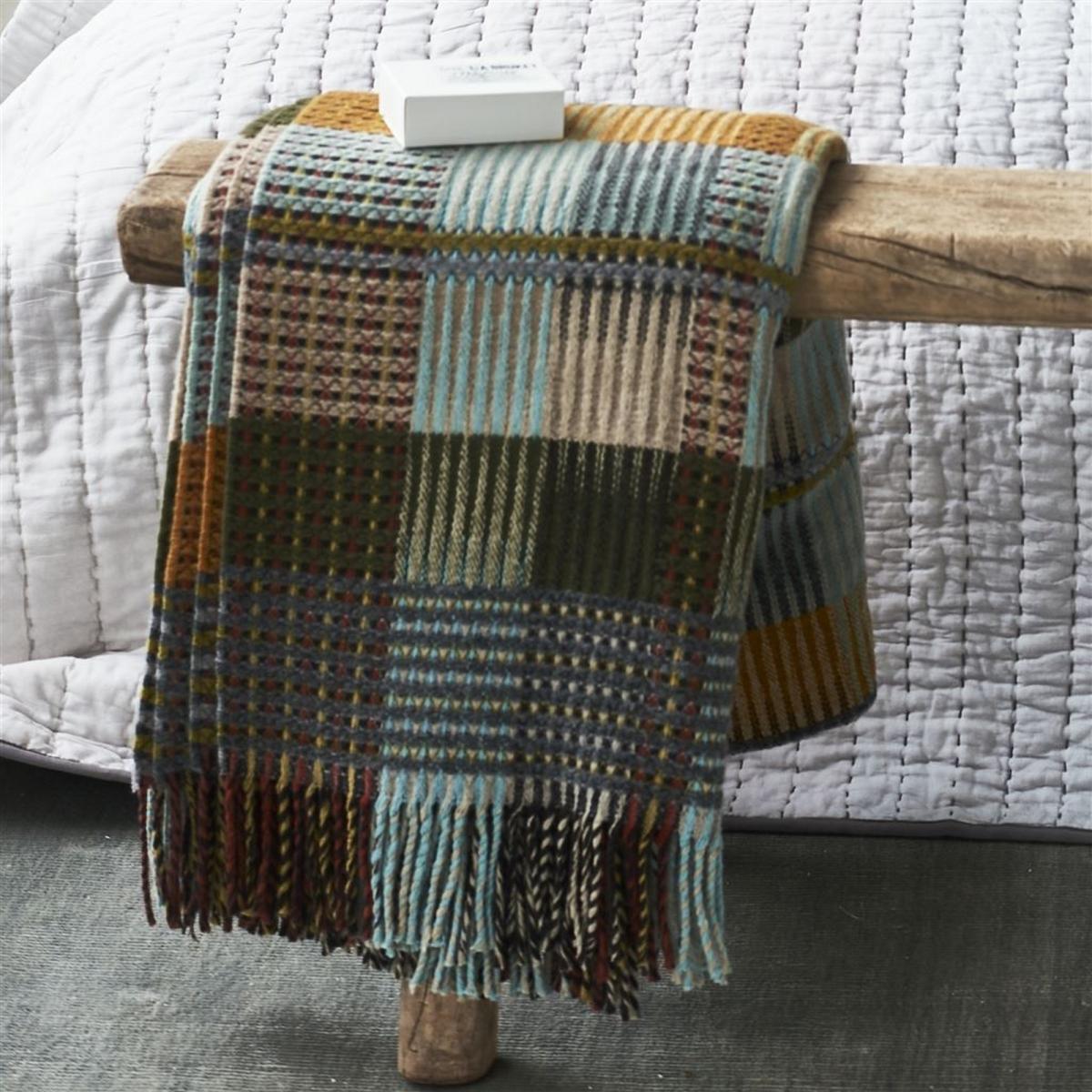 Tasara Ochre Tartan Woven Throw in Brown by Designers Guild130x180cm – image 3