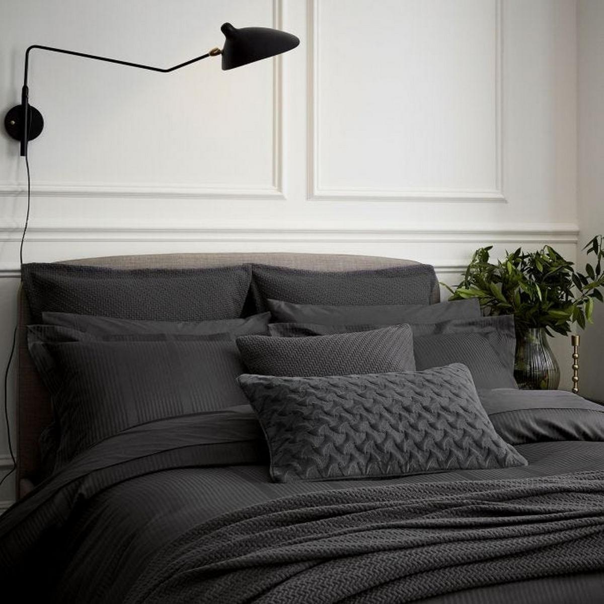Mansa Stripe Cotton Bedding in Charcoal Grey&nbsp;220x230cm – image 2