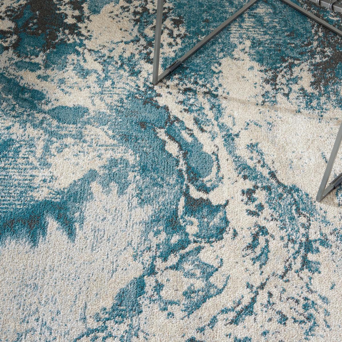 Maxell Modern Abstract Rugs MAE08 by Nourison in Ivory Teal282x389cm – image 4