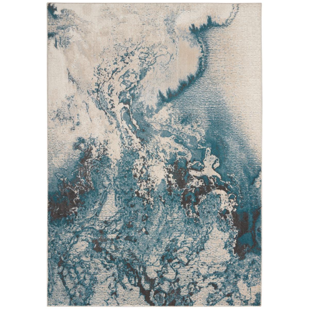 Maxell Modern Abstract Rugs MAE08 by Nourison in Ivory Teal282x389cm – image 5