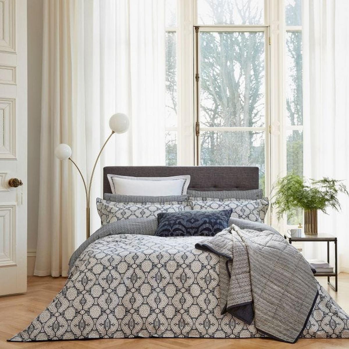 Kateri Quilted Stripe Cotton Throw in Midnight Blue&nbsp;150x200cm – image 3