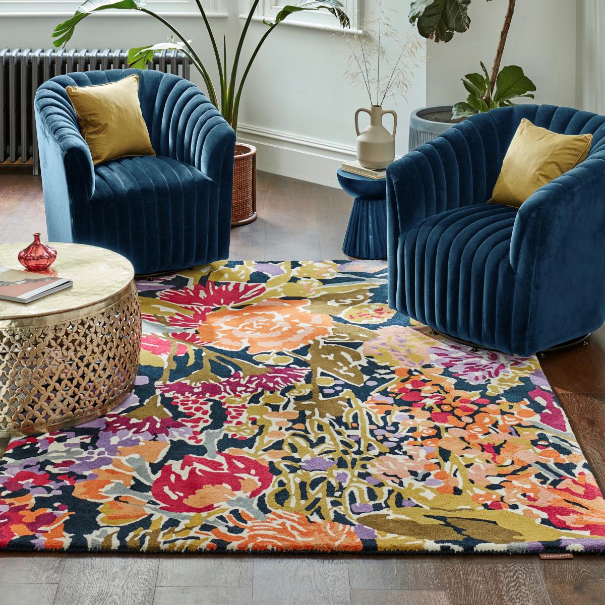 Sanguine 143205 Rugs by Harlequin in Aubergine Palm Apricot Indigo250x350cm – image 1