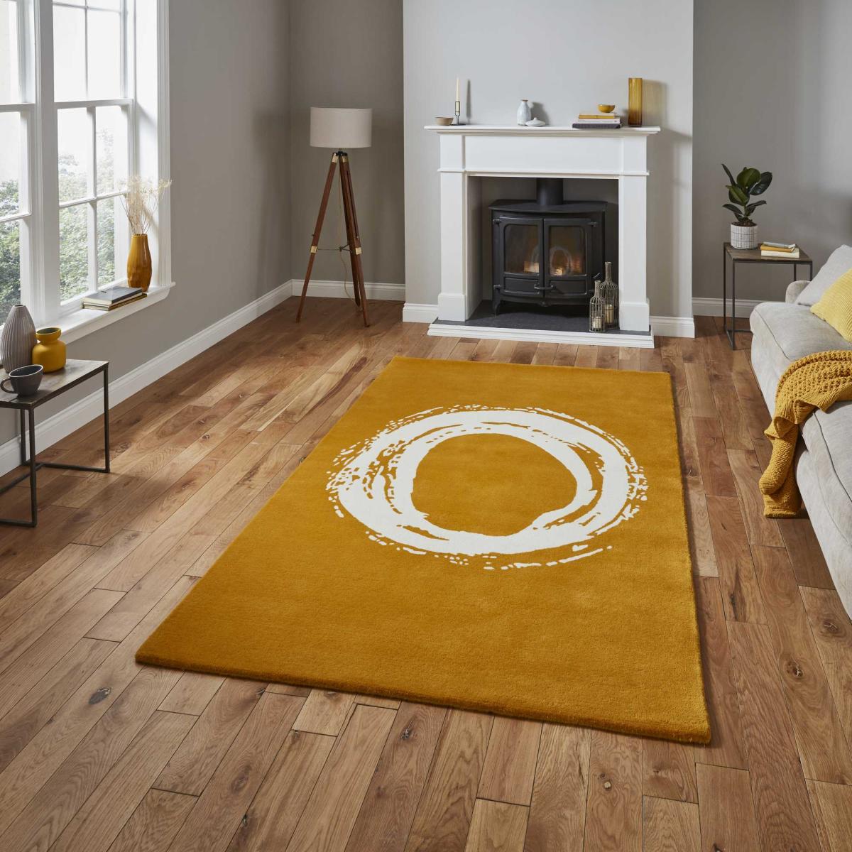 Elements EL1095 Hand Made Wool Rugs in Ochre yellow – image 1