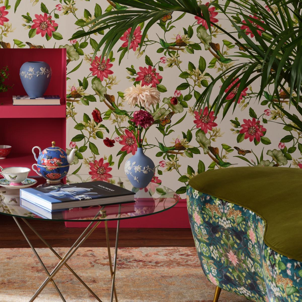 Pink Lotus Wallpaper W0132 02 by Wedgwood in Ivory White Roll – image 3