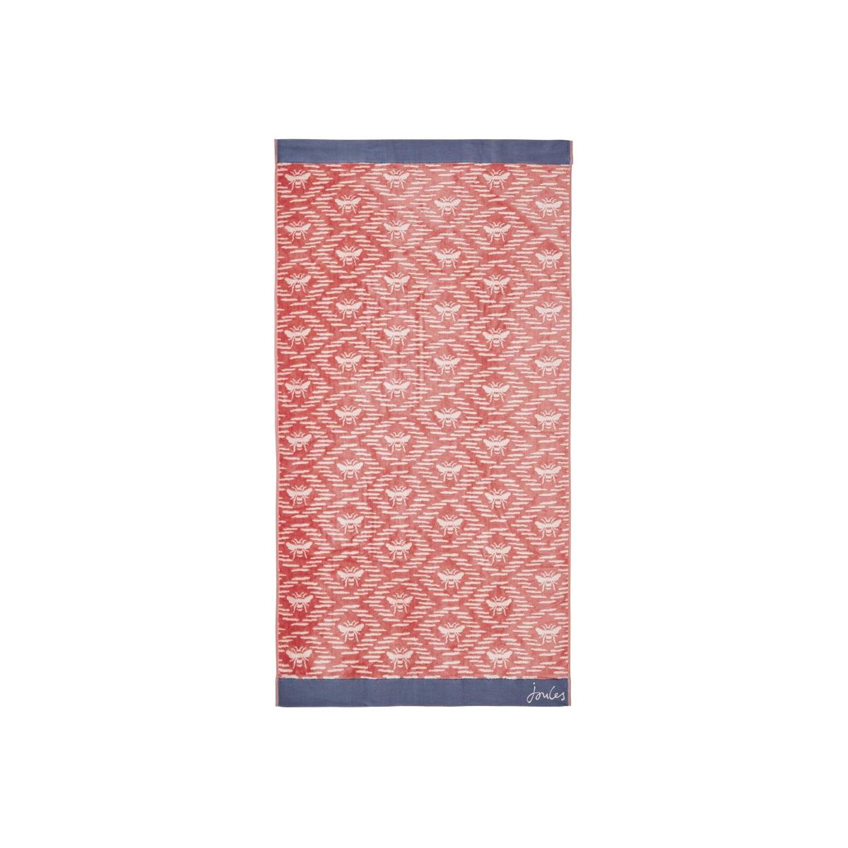 Bee Geo Cotton Bath Towels By Joules in Coral Pink 90x170cm – image 1