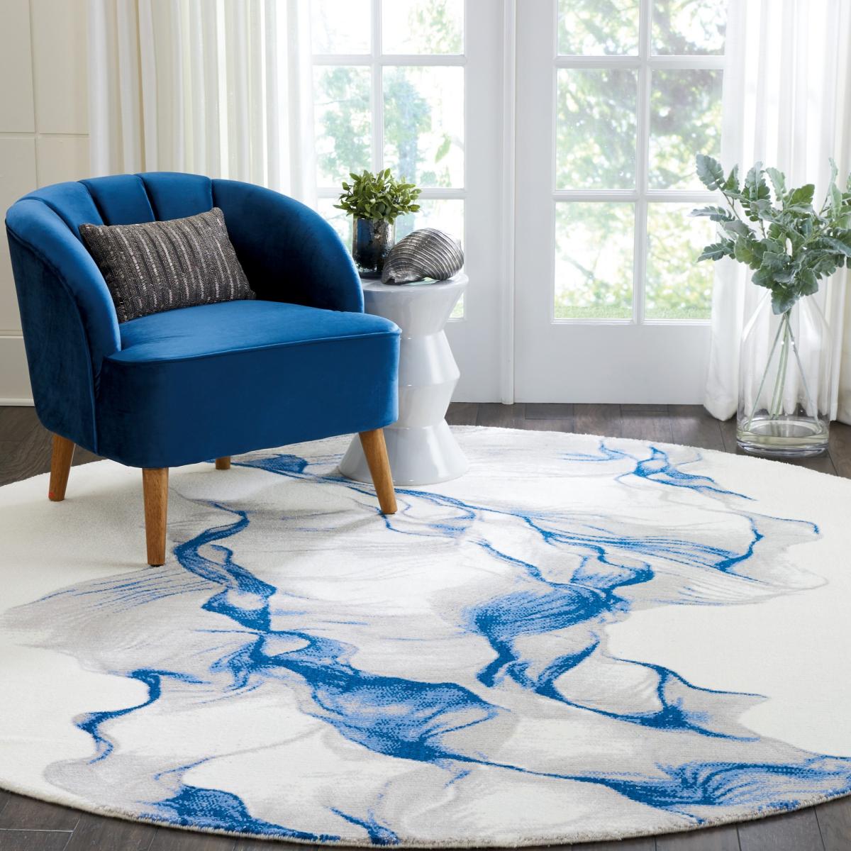 Nourison Twilight Circular Rugs TWI27 by Nourison in Ivory and Blue – image 1
