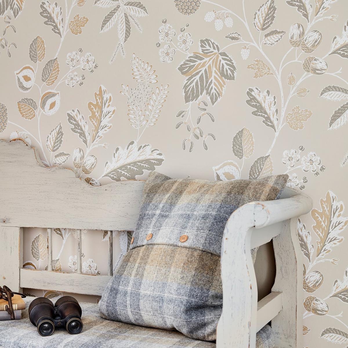 Warwick Leaf Wallpaper 216616 by Sanderson in Linen Beige&nbsp;Roll – image 2