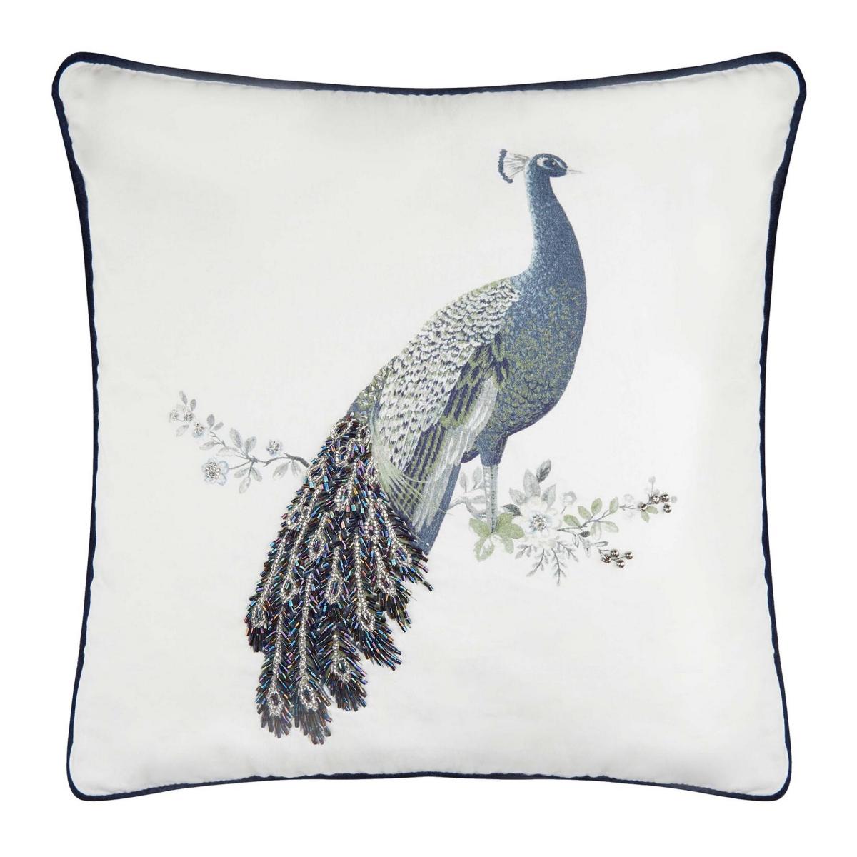 Peacock Beaded Cushion by Laura Ashley in Midnight Blue40x40cm – image 2