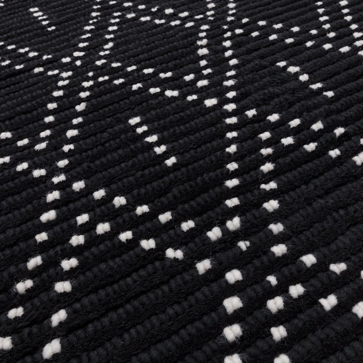 Nepal Boho Diamond Berber Wool Rugs in Black Cream 120x170cm – image 2