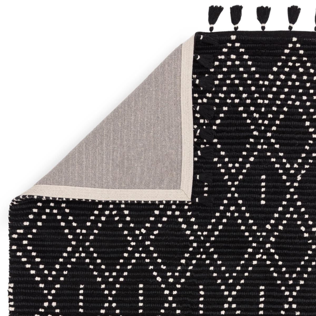 Nepal Boho Diamond Berber Wool Rugs in Black Cream 120x170cm – image 3
