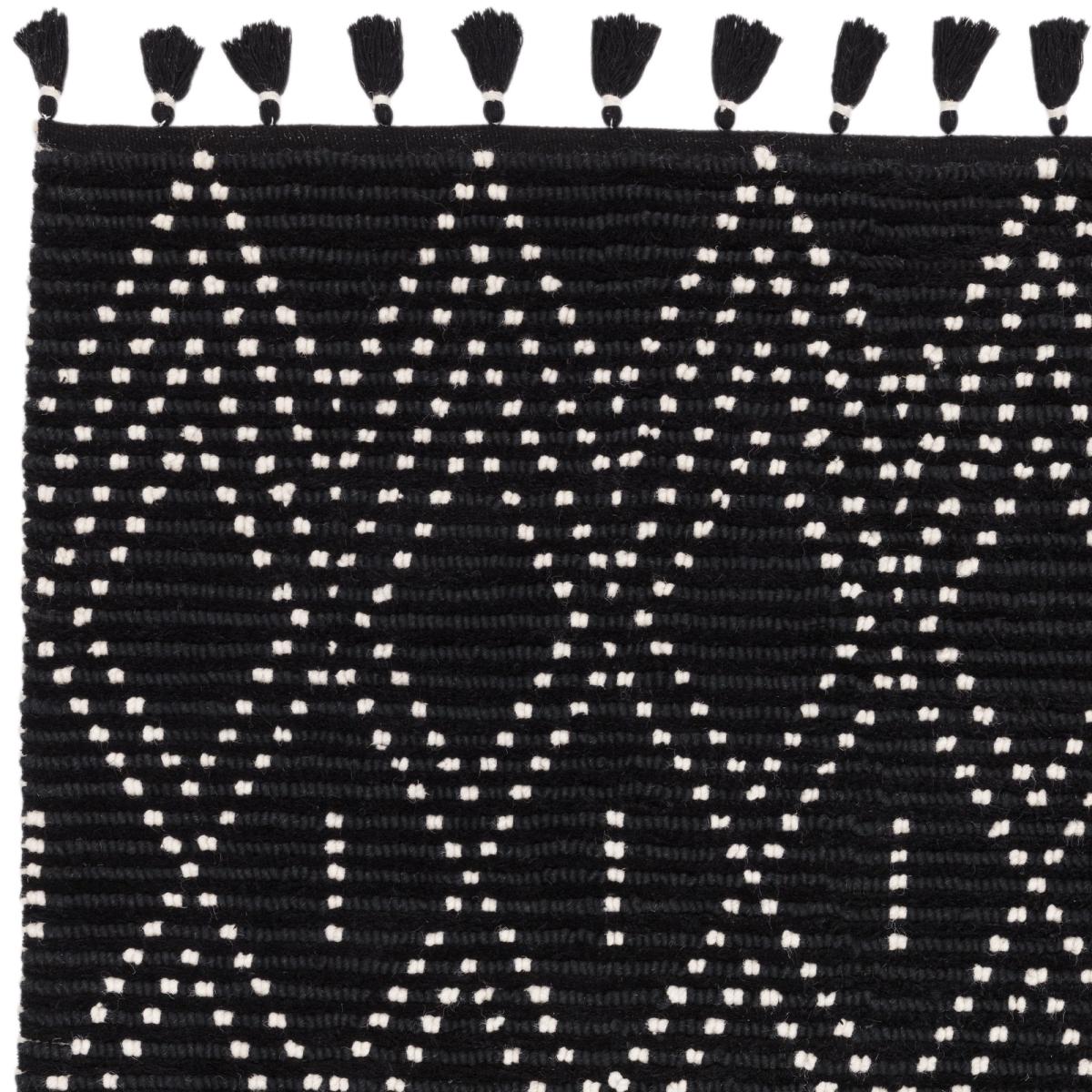 Nepal Boho Diamond Berber Wool Rugs in Black Cream 120x170cm – image 4