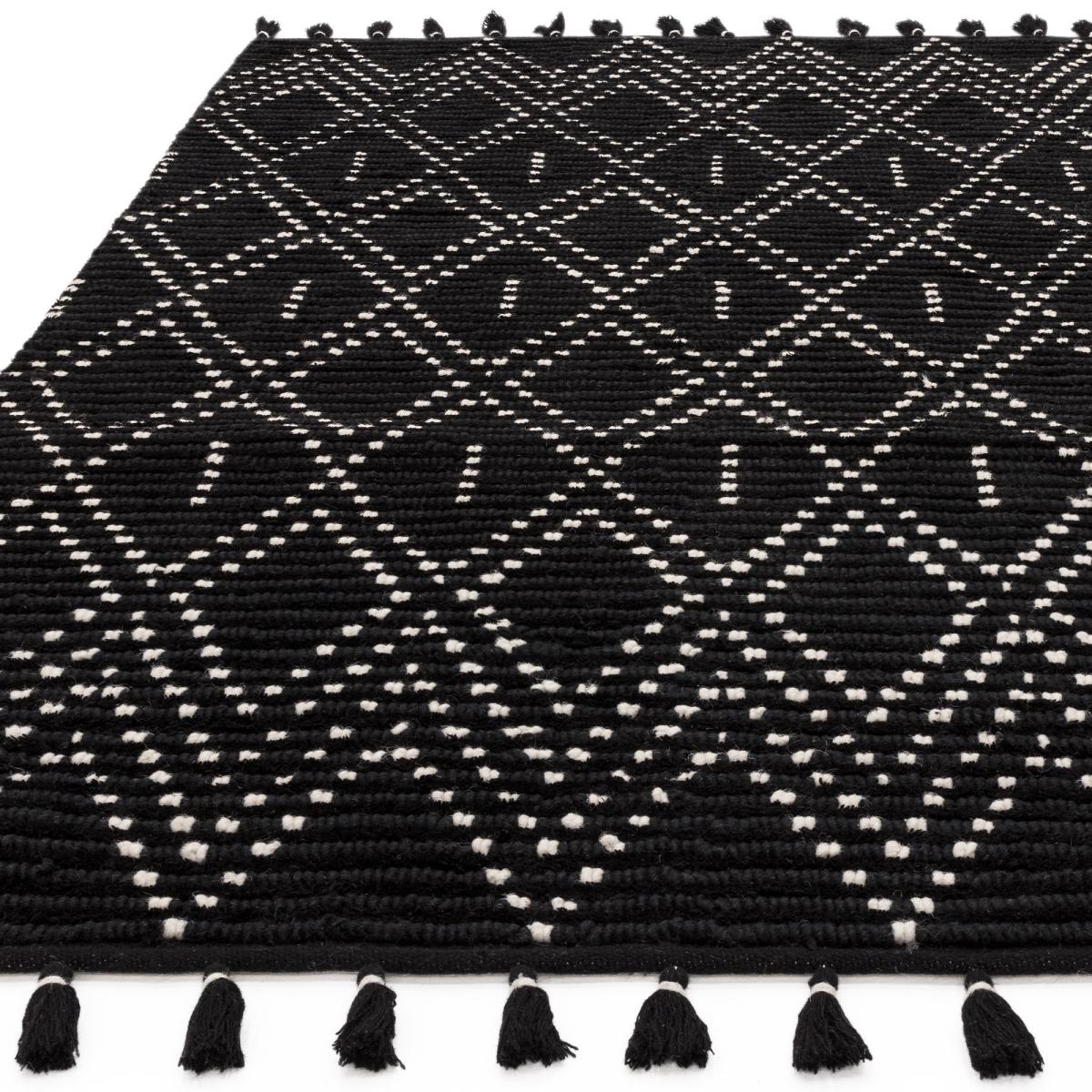 Nepal Boho Diamond Berber Wool Rugs in Black Cream 120x170cm – image 5