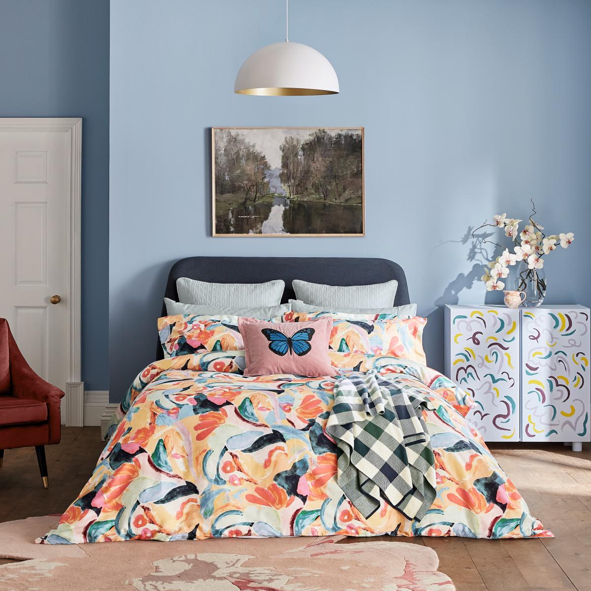 Abstract Art Floral Bedding Duvet Cover and Pillowcase by Ted Baker in Pale Blue&nbsp;74x48cm – image 2