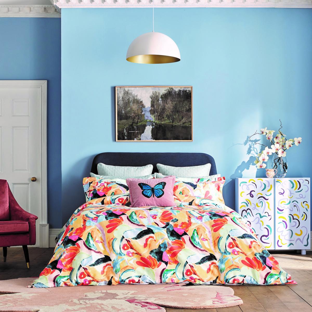 Abstract Art Floral Bedding Duvet Cover and Pillowcase by Ted Baker in Pale Blue&nbsp;74x48cm – image 3