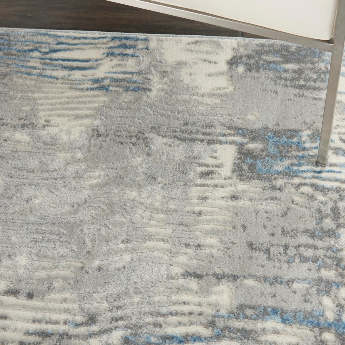 Solace Designer Print Rugs SLA01 in Ivory Grey Blue by Nourison 160x221cm – image 4
