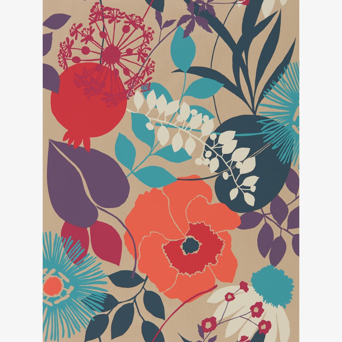 Doyenne Wallpaper 111491 by Harlequin in Tangerine Fuchsia Turquoise Roll