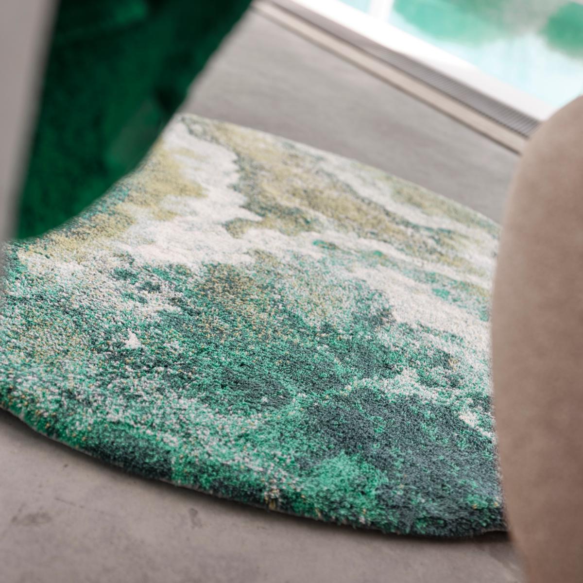 Aquazura 320 Marble Circle Bath Mat in Teal by Designer Abyss & Habidecor&nbsp;100x100cm – image 2
