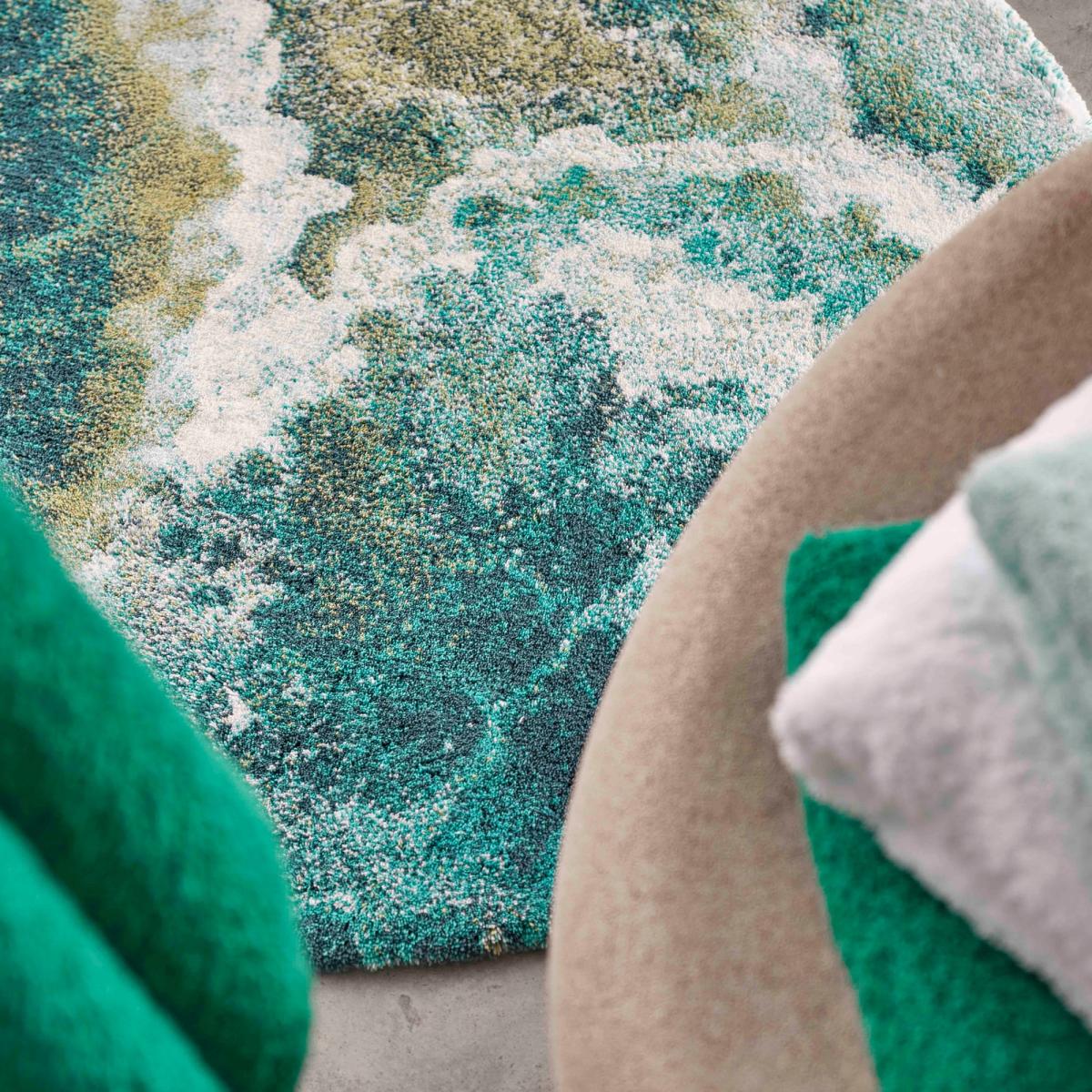 Aquazura 320 Marble Circle Bath Mat in Teal by Designer Abyss & Habidecor&nbsp;100x100cm – image 3