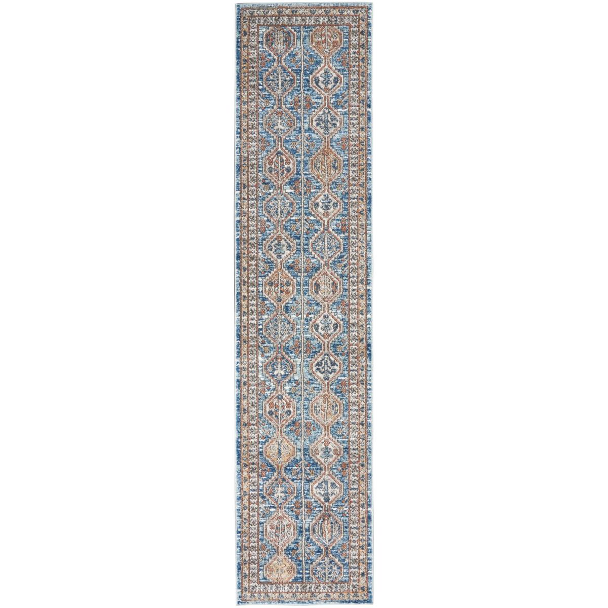 Quarry QUA15 Traditional Distressed Runner Rugs in Blue Multi – image 2