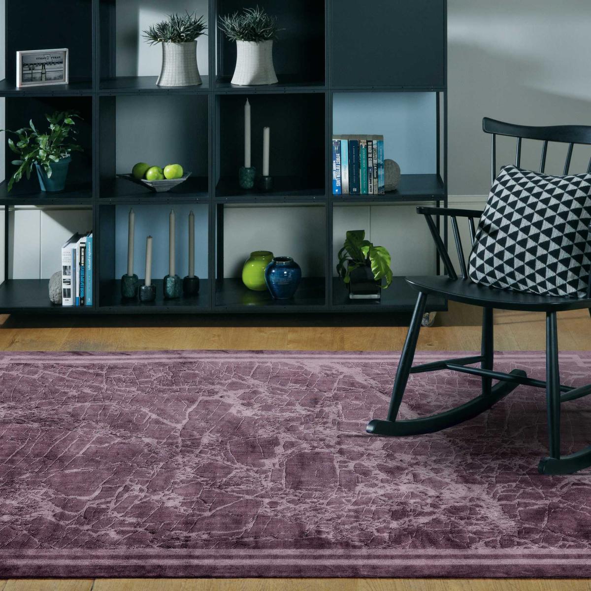 Zehraya Marble Border Rugs in ZE01 Purple – image 2