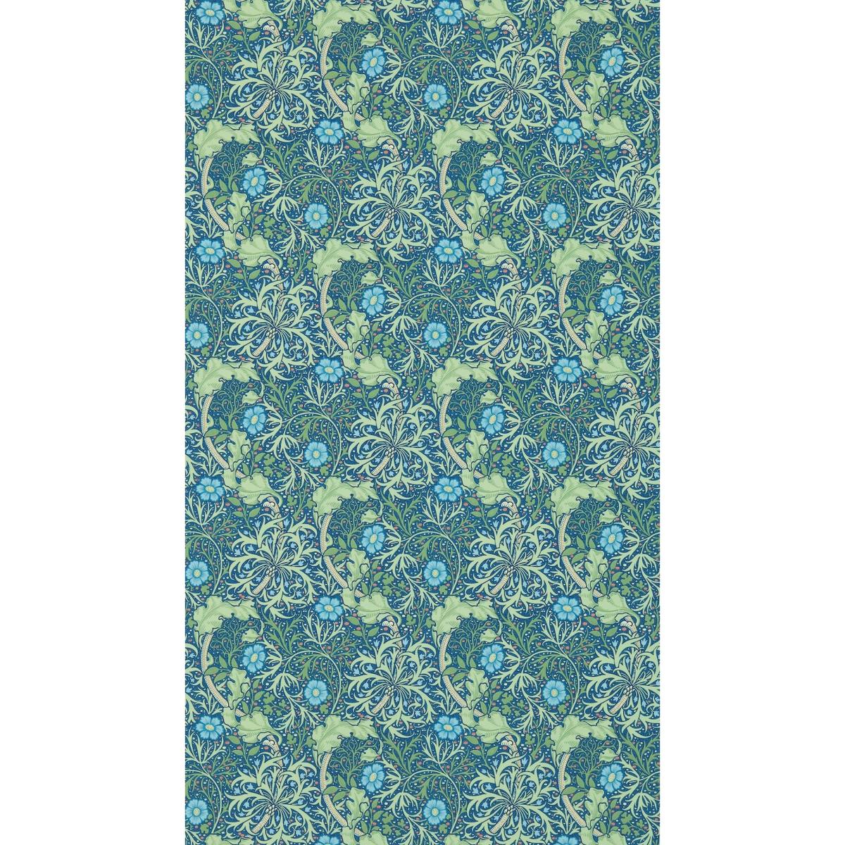 Seaweed Wallpaper 214713 by Morris & Co in Cobalt Thyme Green Roll