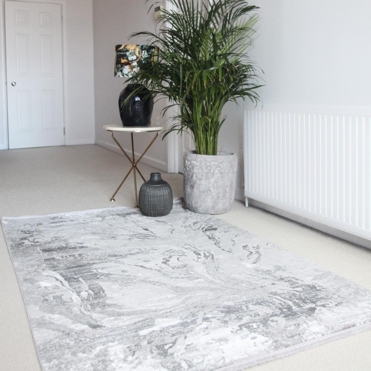 Luxury Toros Abyss Marble Rug In Frost Grey – image 1