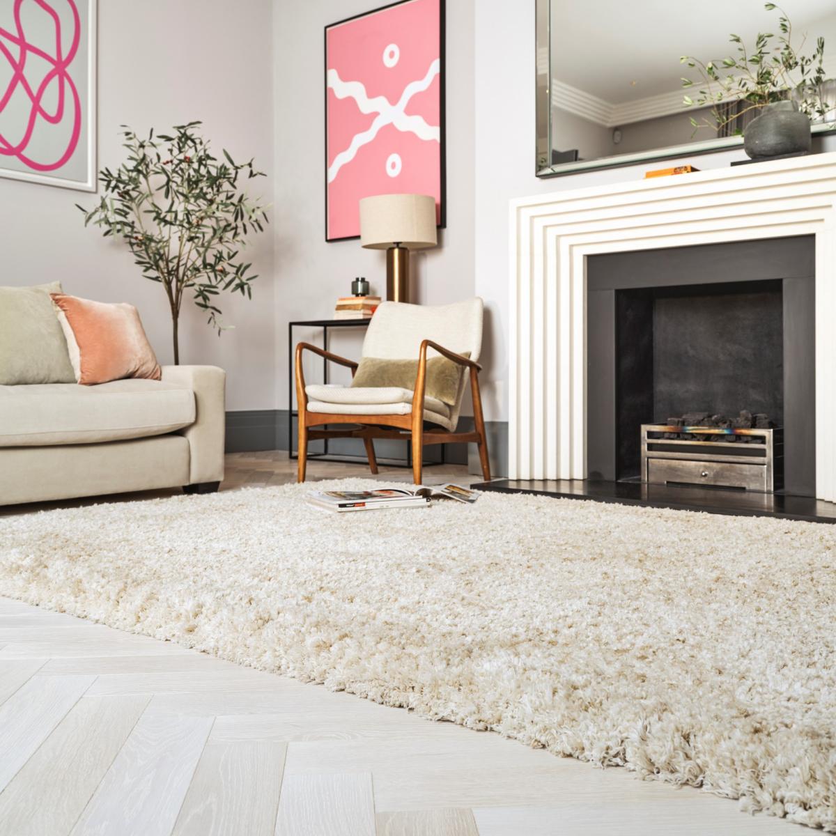 Barnaby Soft Plain Shaggy Rugs in Sand