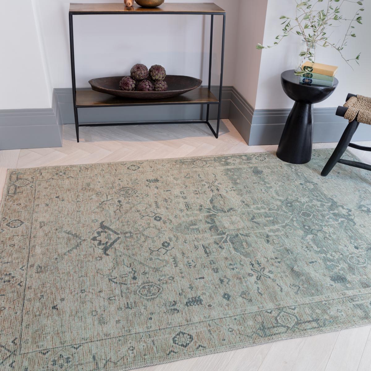 Kaya Vida KY04 Traditional Persian Floral Rugs in Green – image 1