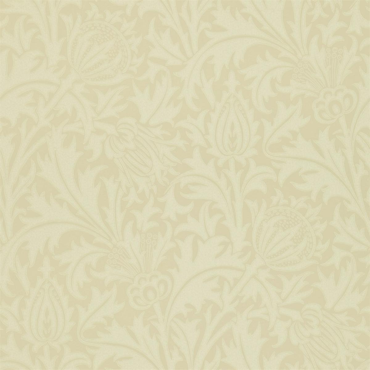 Thistle Wallpaper 210485 by Morris & Co in Ivory WhiteRoll