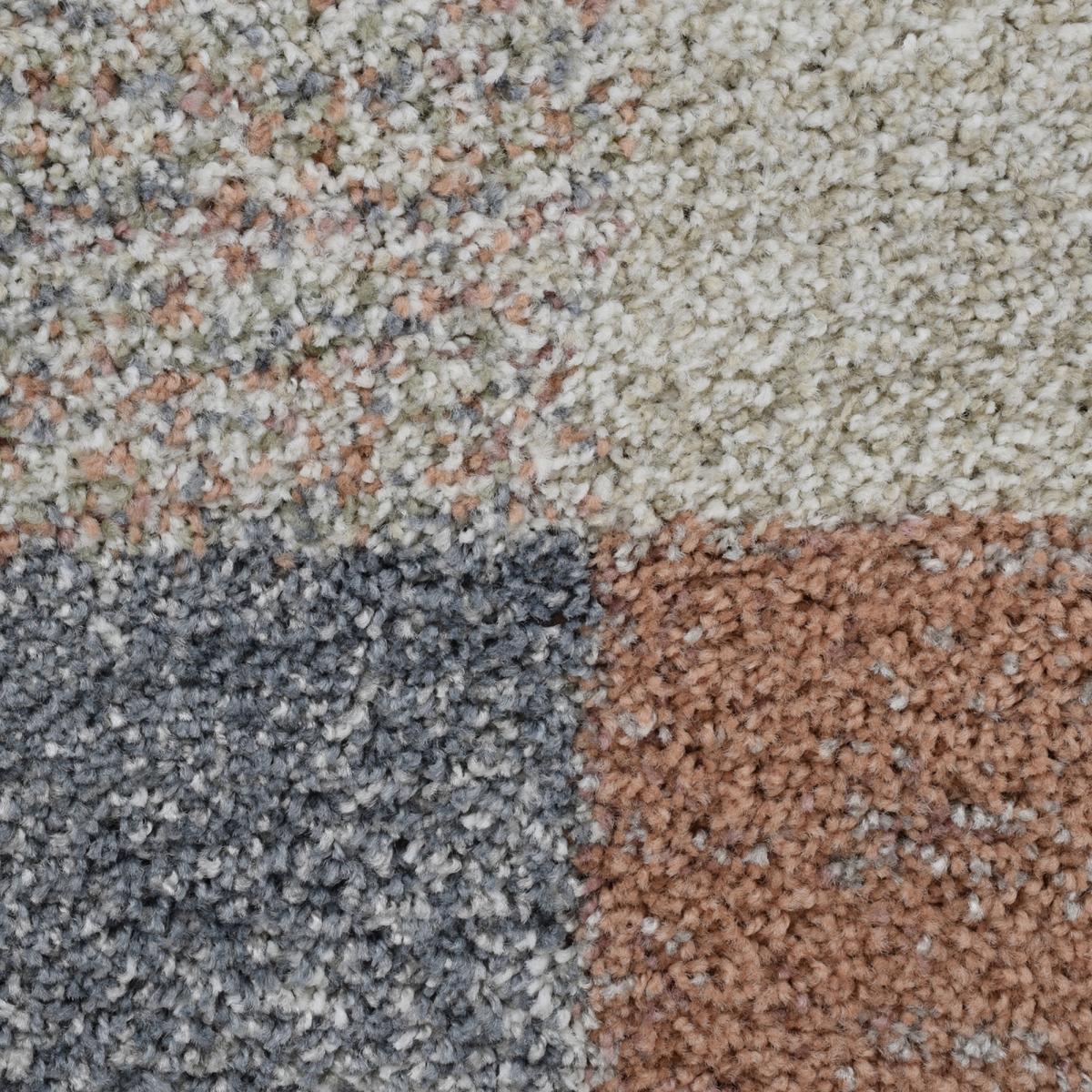 Mehari 23245 6464 Checkered Shaggy Circle Rugs in Multi Pastels – image 2