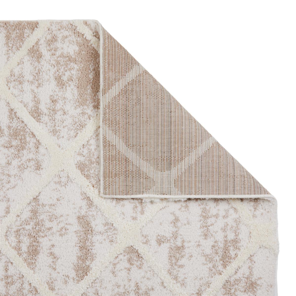 Tribal 3071J Geometric Diamond Shaggy Rug in Beige Ivory160x230cm – image 4