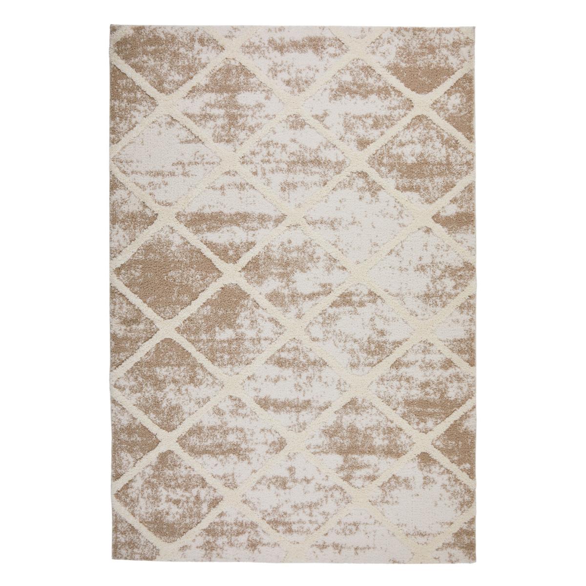 Tribal 3071J Geometric Diamond Shaggy Rug in Beige Ivory160x230cm – image 5