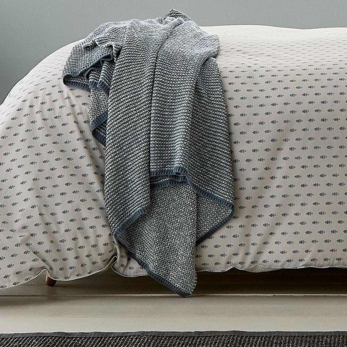 Isla Knitted Throw By Murmur in Lough Green 130x170cm – image 1