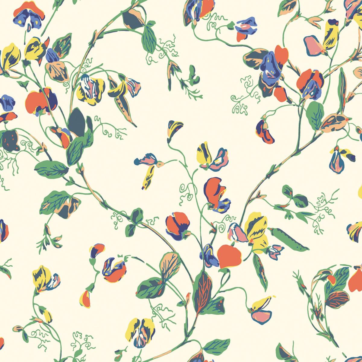 Sweet Pea Wallpaper 115 11032 by Cole & Son in Cream Multi Roll – image 3