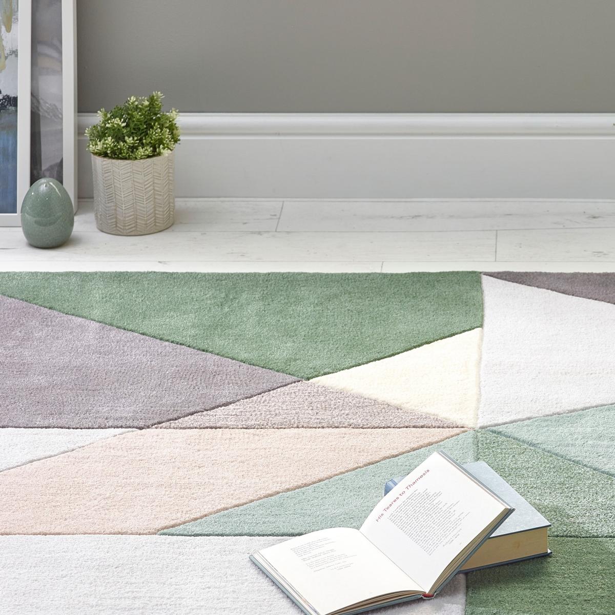 Trio Modern Geometric Triangle Rugs in Multi Earth 120x170cm – image 2
