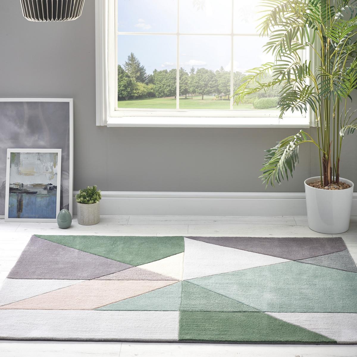 Trio Modern Geometric Triangle Rugs in Multi Earth 120x170cm – image 1