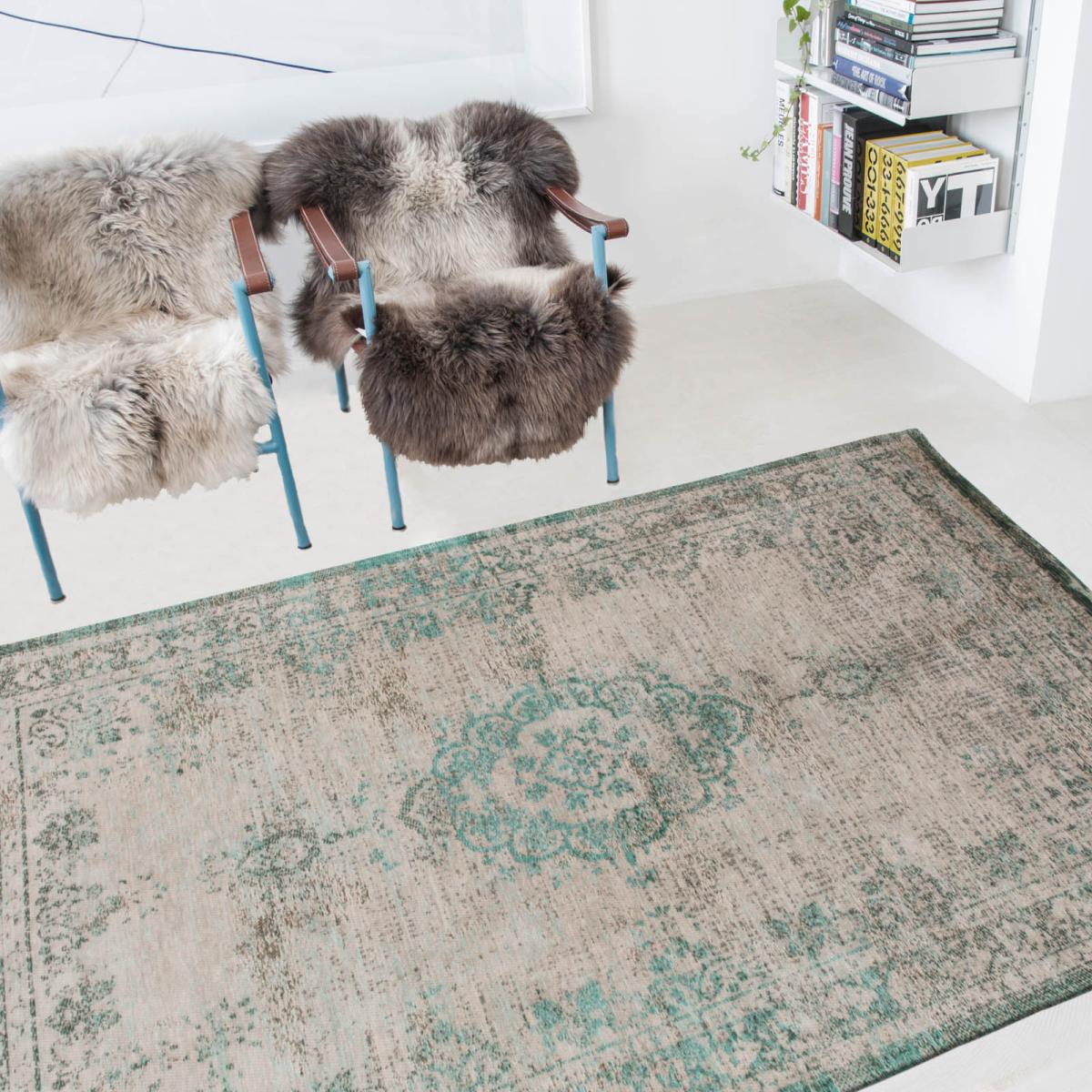 Louis De Poortere Traditional Fading World Medallion Designer Rugs 8259 Jade Oyster 230x330cm – image 1