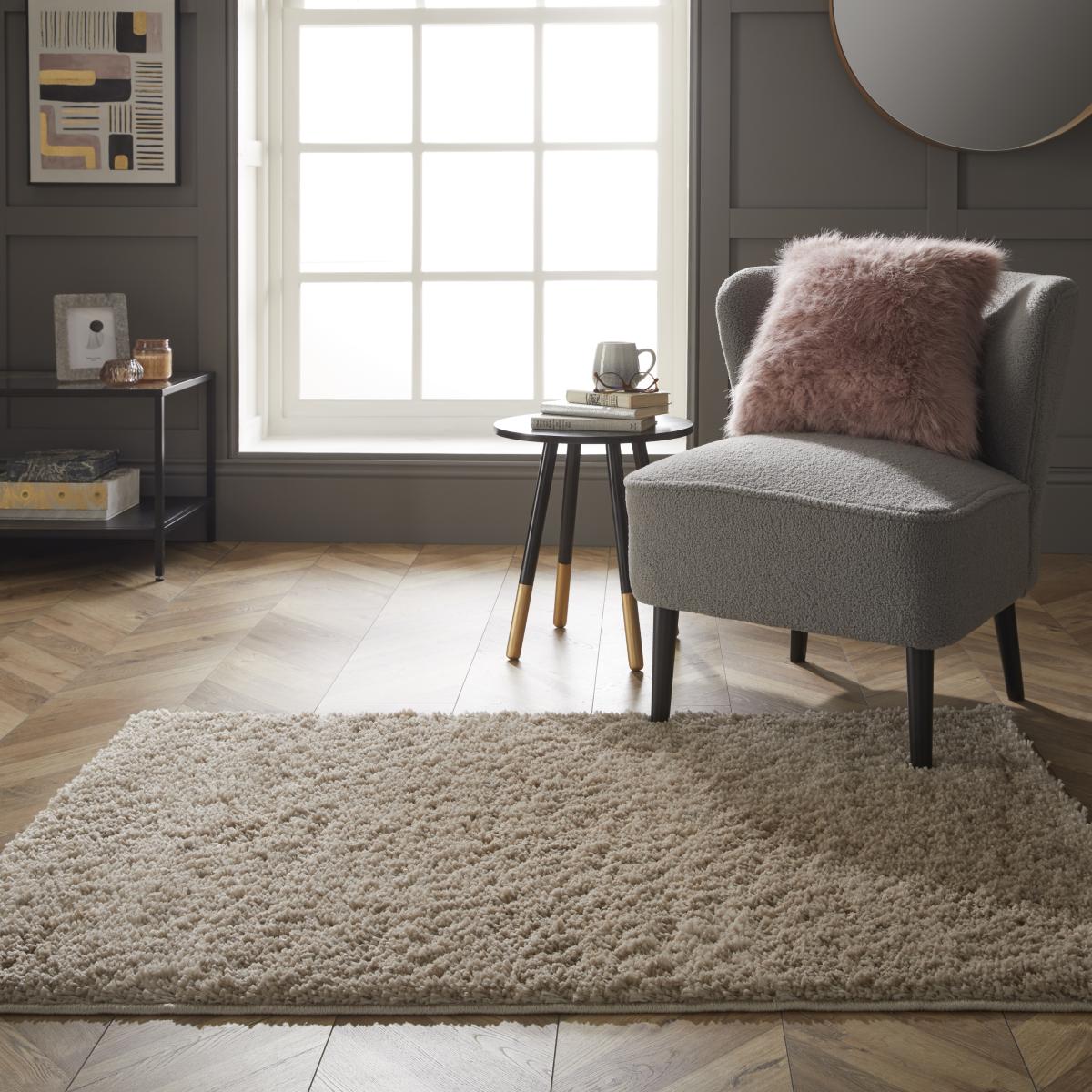 Larissa Washable Plain Shaggy Rug in Stone Grey100x150cm – image 1