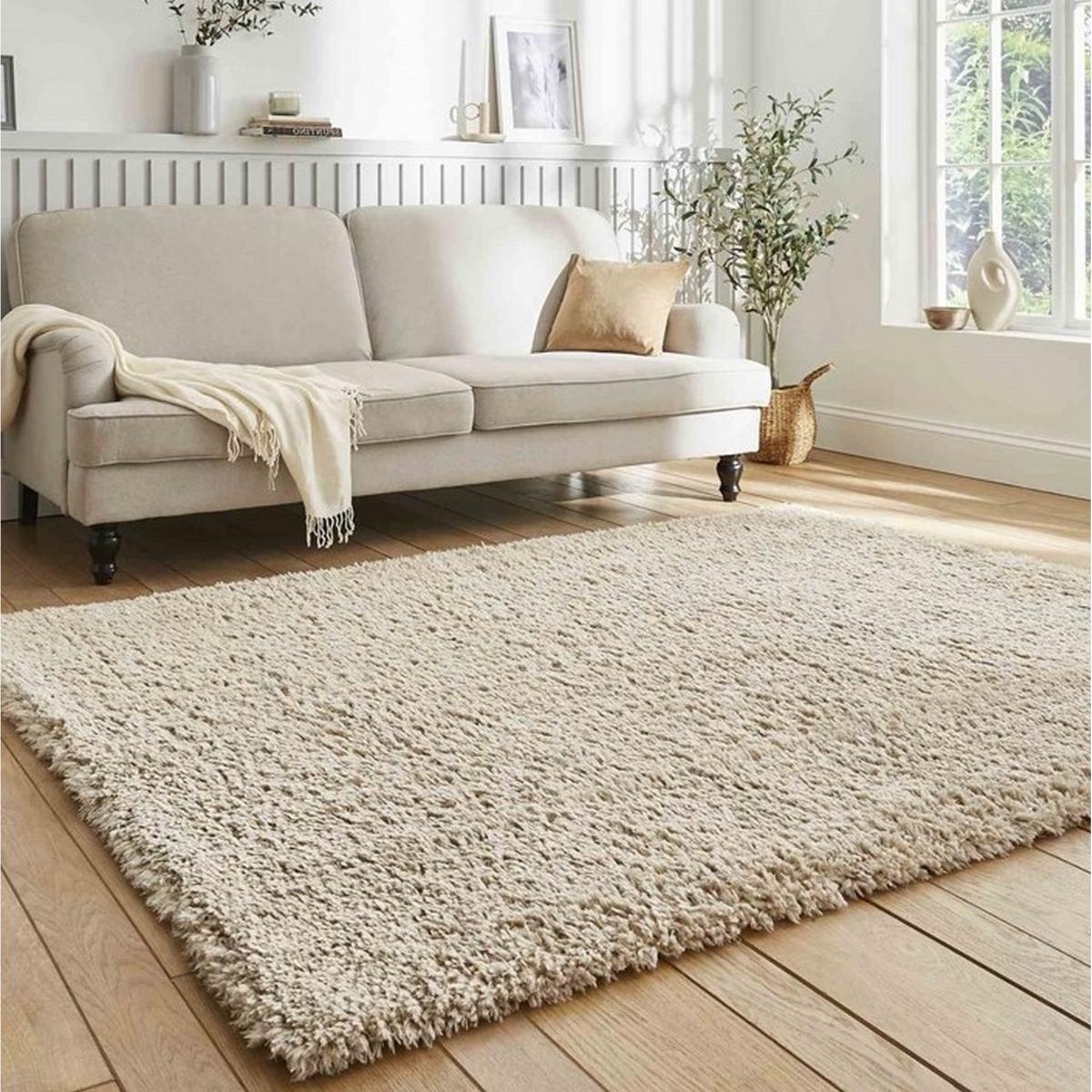 Solace 0961 Modern Plain Shaggy Rugs in Beige120X170cm – image 2