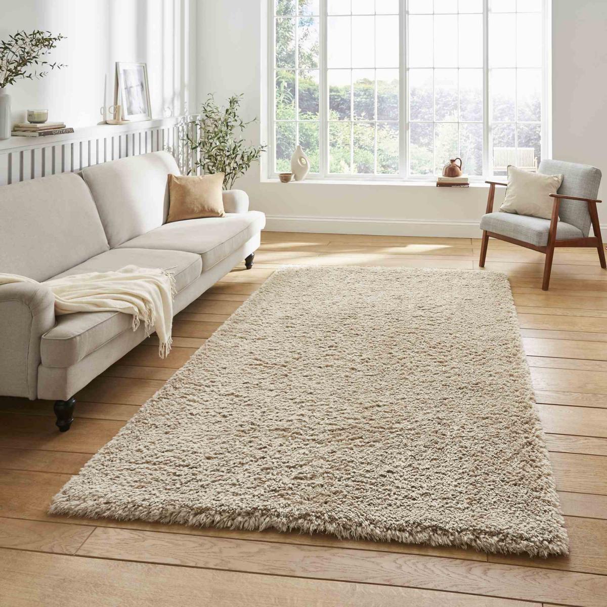 Solace 0961 Modern Plain Shaggy Rugs in Beige120X170cm – image 1