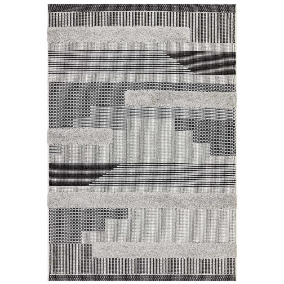 Monty Geometric Outdoor Rugs in MN05 Black Grey – image 5