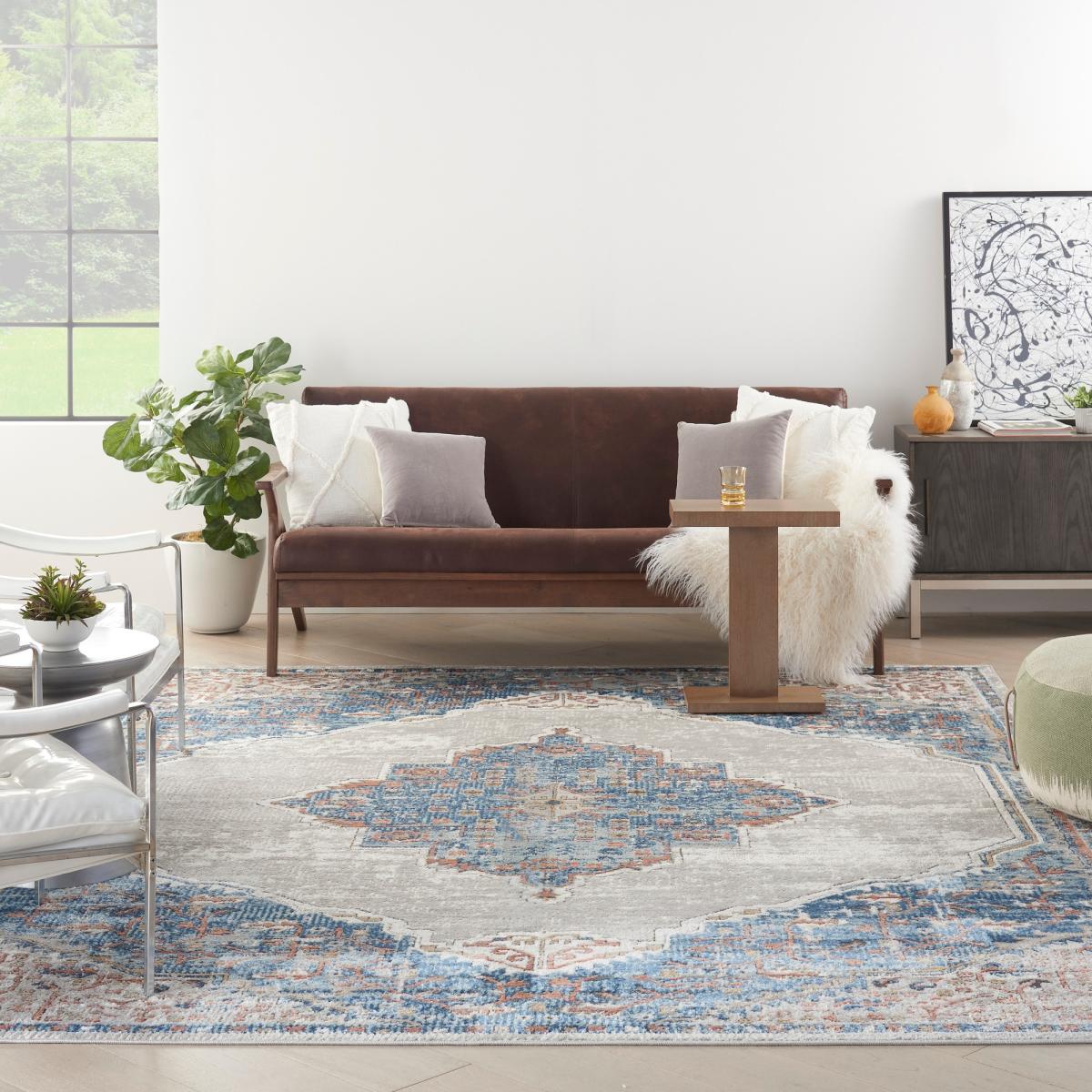 Quarry Traditional Rugs QUA12 in Grey Blue by Nourison – image 1
